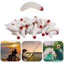 50pcs 2.4cm 0.5g Maggot Bionic Fishing Lures Artificial Soft Bait (White) Newly
