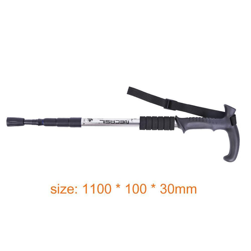 Trekking Pole 4 Sections T Shape Telescopic Outdoor Hiking Walking Crutch S