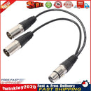 3P XLR Female Jack to Dual 2 Male Plug Y Splitter Adaptor Cord Cable 1Ft Newly