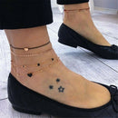 Girl Jewelry Foot Bracelet Beads Multilayer  Black Rope Chain Heart Anklets