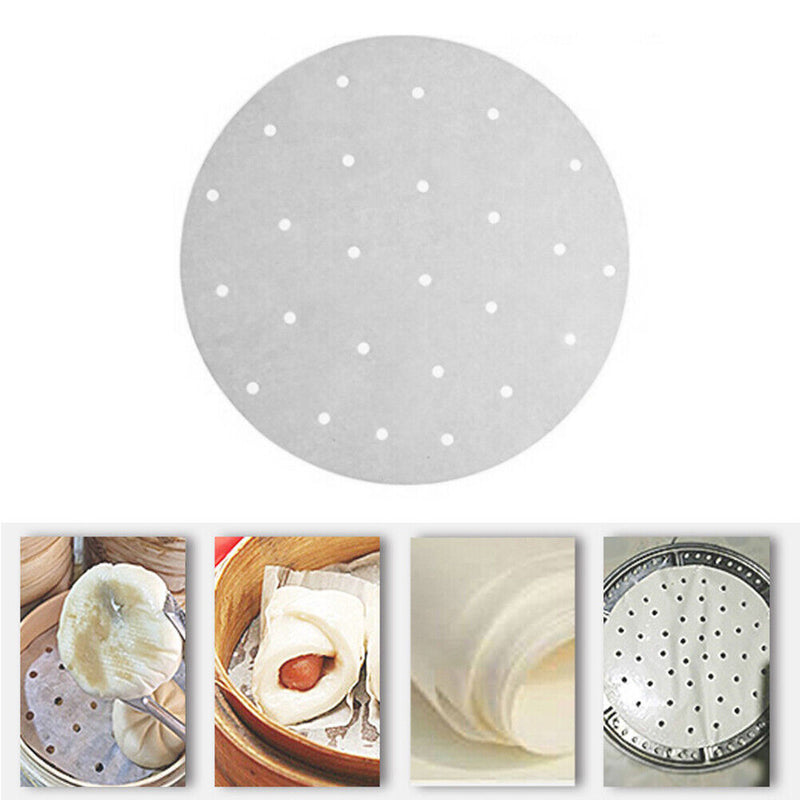 100pcs Circle Air Fryer Pad Kitchen Oven Oil Absorbing Steamer Paper (B)