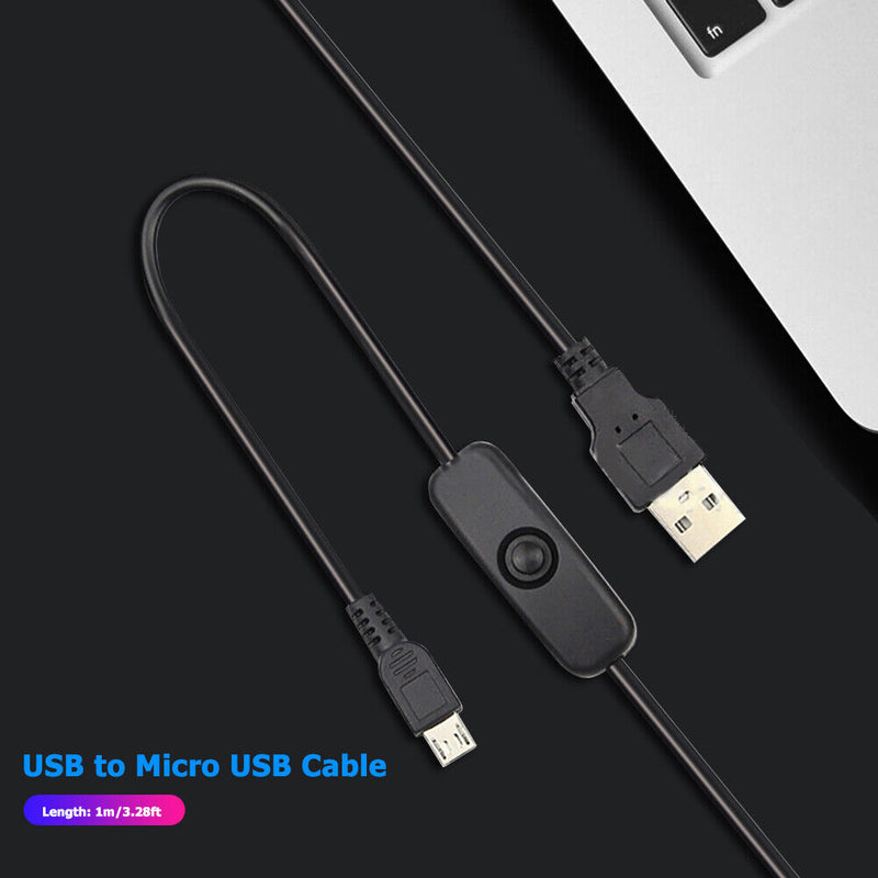 USB to Micro USB Charger Adapter Power Cable w/ On/Off Switch for Raspberry Pi
