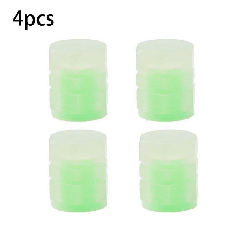 4x Tire Valve Caps Luminous Cars Vehicle Wheel Prank Valve Caps Glow Dust Cover