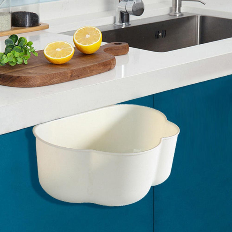 Hanging Storage Basket Organizer Trash Can Shelf Home Kitchen Tool (White)