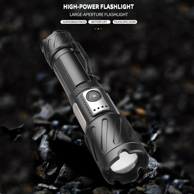 XHP160+ COB+ 12xLED Portable Torch USB Rechargeable Waterproof Flashlight Newly