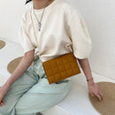 Fashion Checker Pattern Solid Color Shoulder Messenger Bag Casual Women PU Purse