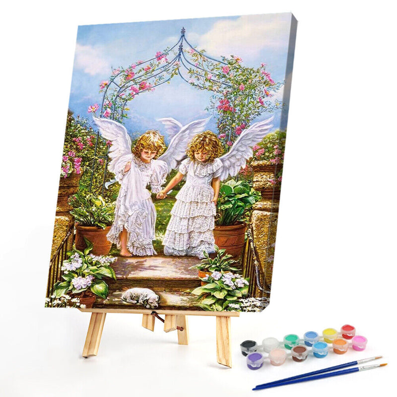 Oil Paint By Numbers Picture DIY Painting Angle Baby Acrylic Paint Art Decor