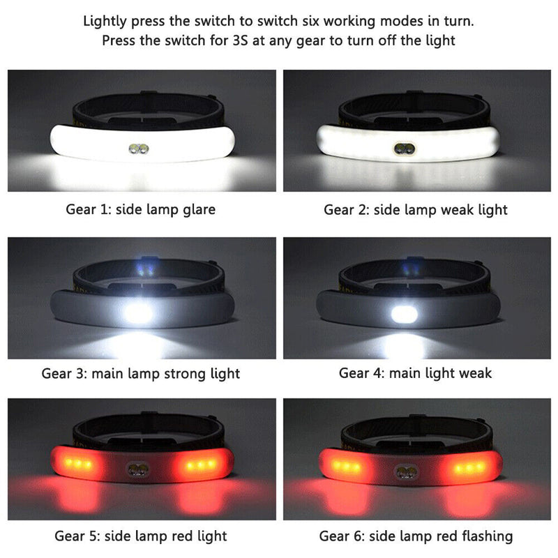 COB LED Headlight Flashlight Rechargeable Headlamp Torch Camping Work Light