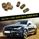 3 Way Tee Piece Brake T M10 Union + 3 Male Brake Pipe Nuts for 3/16 inch Pipe
