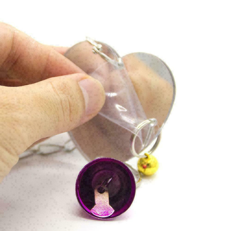 Pet Parrot Bird Heart Shape Mirror Toys Bell Swing Hanging D1C3 Cage M4A9