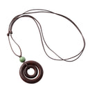 Jewelry Bead Women Brown Wood Necklace Long Double-circle Pendant Rope Chain