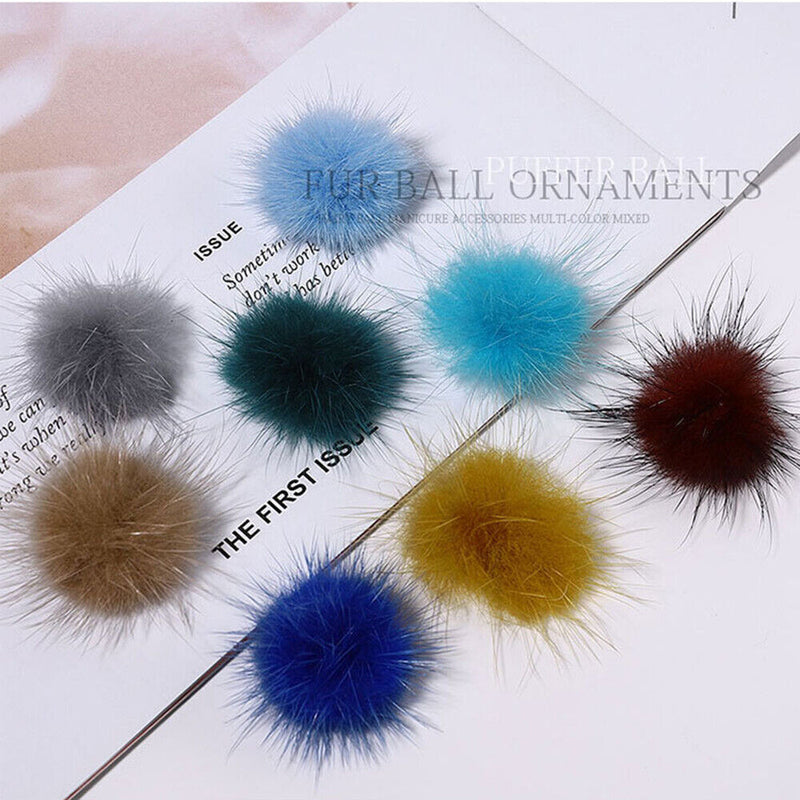 Design Faux Fur Elegant Soft Fluffy Detachable Nail Pom Balls Removable
