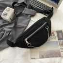 Women Canvas Chest Bag Solid Color Fanny Pack Chain Street Money Bum Belt P