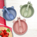 Plastic Tableware Bowl Spoon Set Wheat Straw Panda Design Baby Feeding Bowl