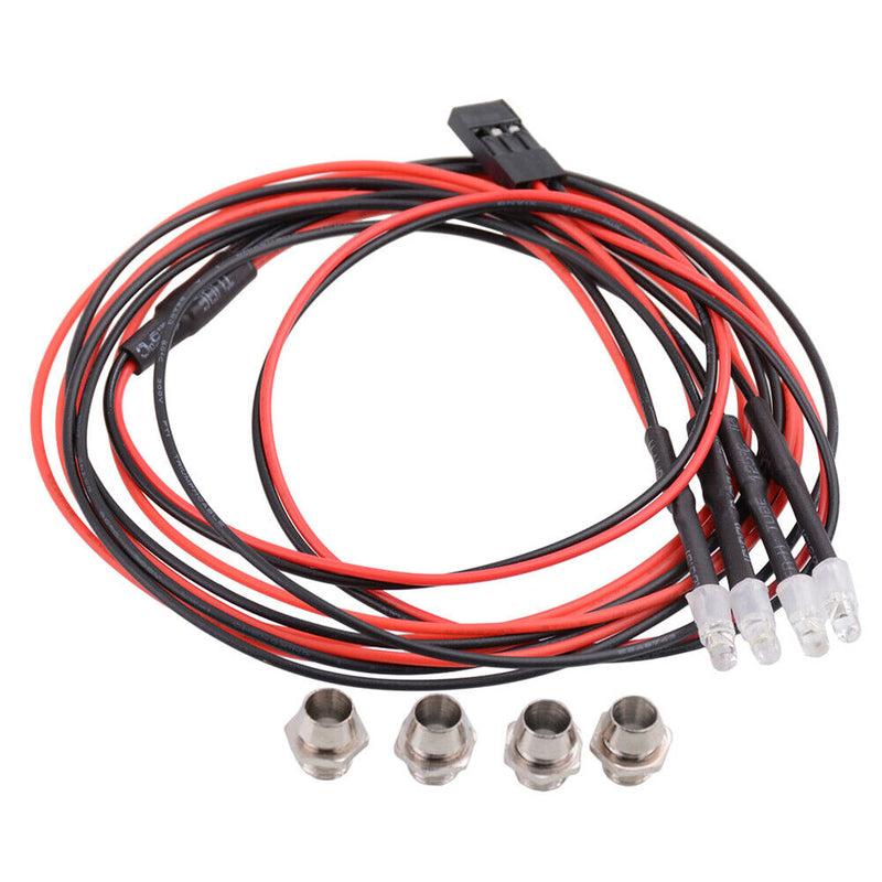 4pcs 70cm 3mm LED Headlight Taillight for 1/12 1/18 1/10 1/8 Axial Scx10 RC Cars