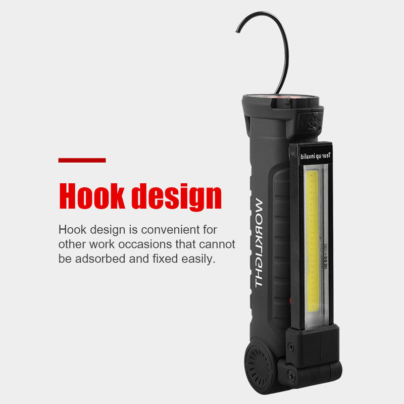 LED COB Folding Working Light w/ Magnetic USB Charging Camping Outdoor Flashlight