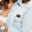 Sexy Black Lips Enamel Brooches Pins Lapel Badges Jewelry Gift for Women Men