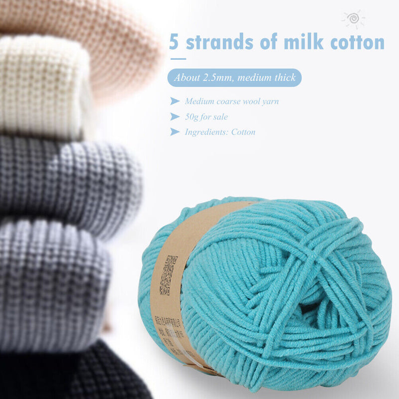 1 Roll Soft Spun Milk Cotton Ropes Baby Knitwear Knitting Crochet Yarn Thread