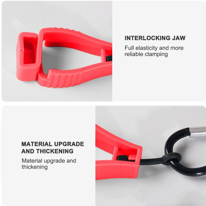 6pcs Glove Grabber Clamp Catcher Safety Working Clip Holder Hanger (Red)