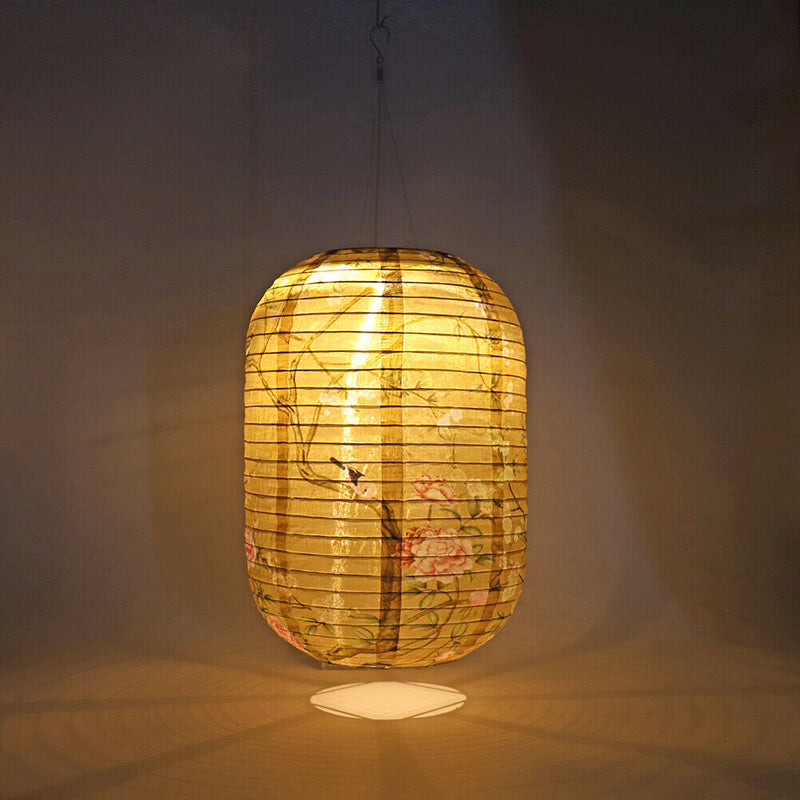 Solar Lantern Chinese Japanese Print Hanging Outdoor Garden Party Light (A)