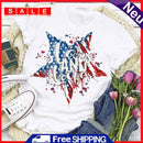 Independence Day Print Star Tea T-Shirt (White XL)
