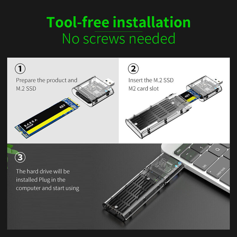 High Speed USB3.0 Gen1 5Gbps Mobile Hard Disk Case for B Key M.2 SSD Enclosure