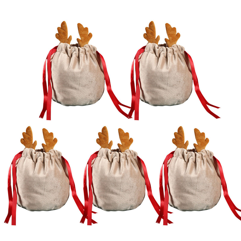 5pcs Gift Bags Drawstring Pocket Christmas Candy Bags Festive Party Decorations