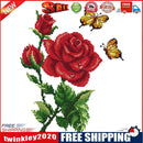 14CT Stamped Cross Stitch Kit DIY Red Flower Embroidery Home Decor (H615)