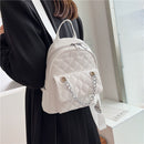 Women Leather Backpack Rhombus Fashion Student Girls Shoulder School Bag Mochila