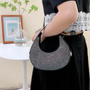 Fashion Diamond Rhinestones Handbag Women Portable Crescent Underarm Clutch Bag