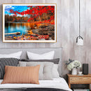 Handmade Canvas DIY Painting By Numbers Maple by Lake Kit Oil Drawing Ornaments