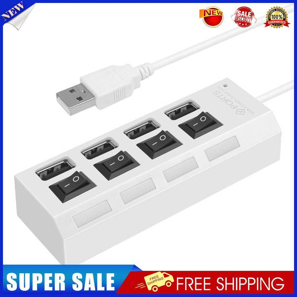 USB Hub 480Mbps Multi USB 2.0 Adapter 4 Port Expander Splitter (White)