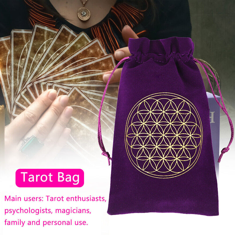 Constellation Star Moon Tarot Game Card Storage Bag (Purple Flower of Life)
