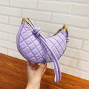 Fashion Lattice Pattern PU Hobos Bags Women Solid Crescent Shoulder Handbags