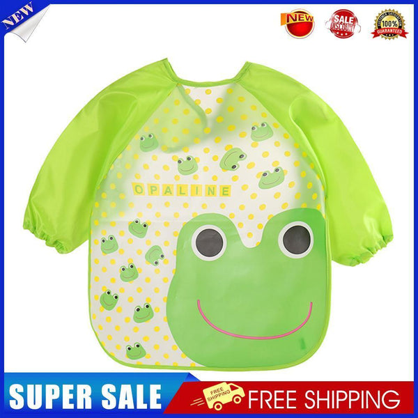 Cartoon Waterproof Unisex Baby Feeding Long Sleeve Art Apron Animal Bibs(D)