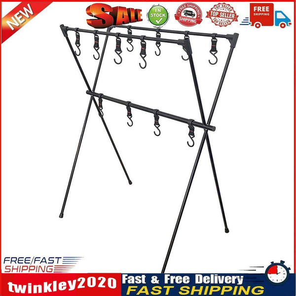 Lightweight Outdoor Camping Shelf Clothes Storage Hanger BBQ Triangle Rack Newly