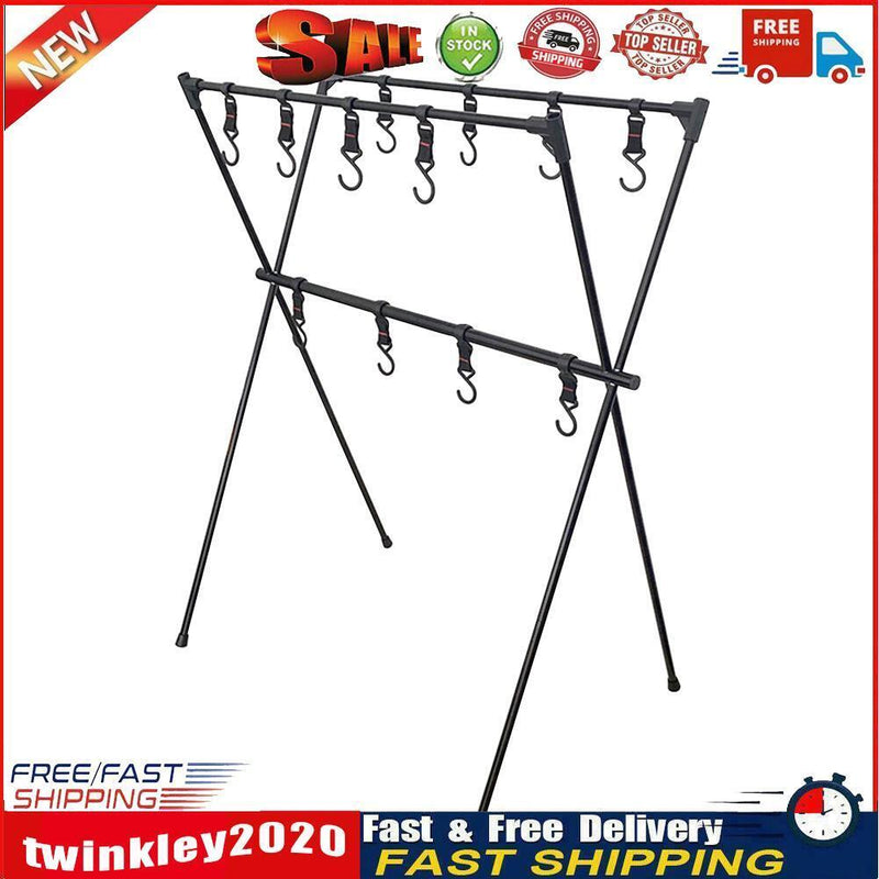 Lightweight Outdoor Camping Shelf Clothes Storage Hanger BBQ Triangle Rack Newly