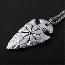 Chain Nordic Viking Rune Necklace Spear and Vegvisir Pendant Helm of Awe