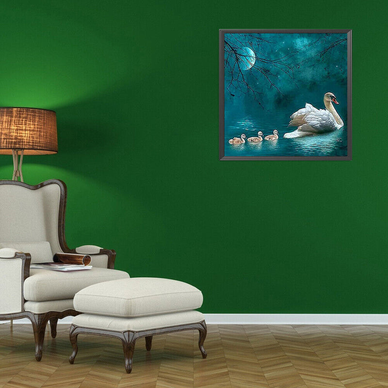 5D Diamond Painting Kit Swan Lake Full Round Drill Rhinestone DIY Wall Arts