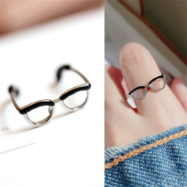Women Girls Party Accessories Finger Ring Jewelry Bohemian Cute Glasses Ring