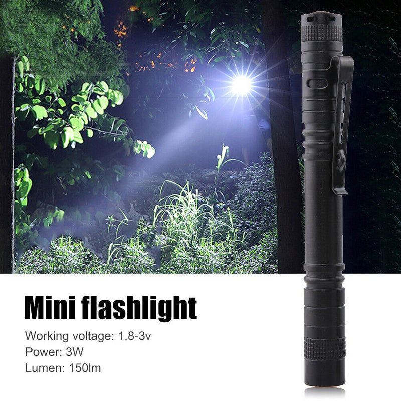 Pen Light Mini Portable LED Flashlights Waterproof Switch Camping Hiking To