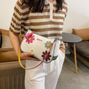 Fashion Women Flower Contrast Color Canvas Underarm Bag Casual Small Handbags