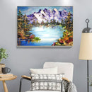 DIY Full Round Drill Diamond Painting Mountain River Mosaic Rhinestone Draw