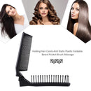 Folding Hair Comb Anti Static Plastic Foldable Beard Pocket Brush (Black)