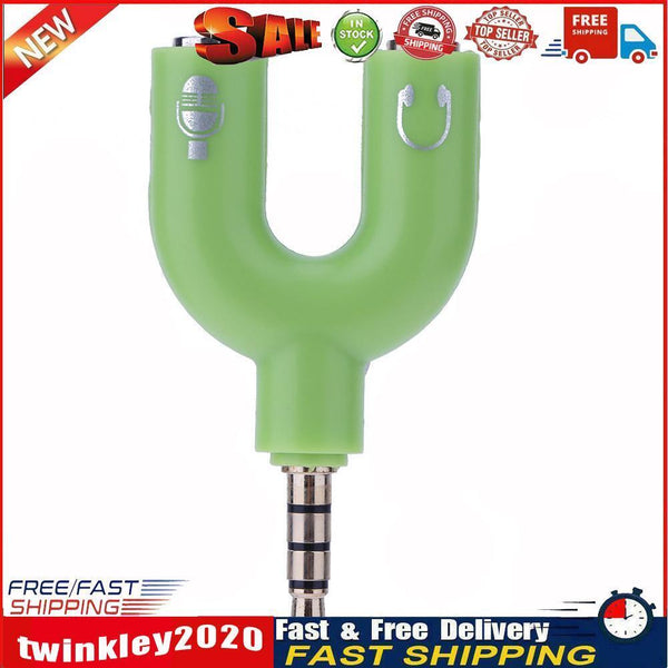 3.5mm Stereo Audio Jack Earphone Headphone 2 Way U Splitter Adapter Newly