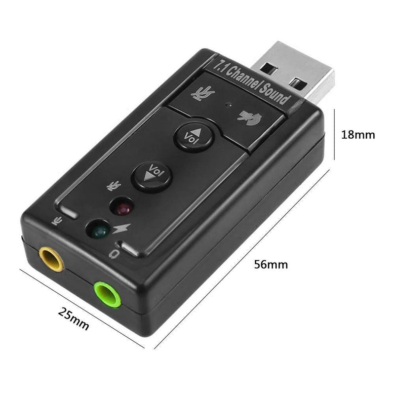7.1 External PC USB Sound Card 3.5mm AUX Headphone Microphone Audio Adapter