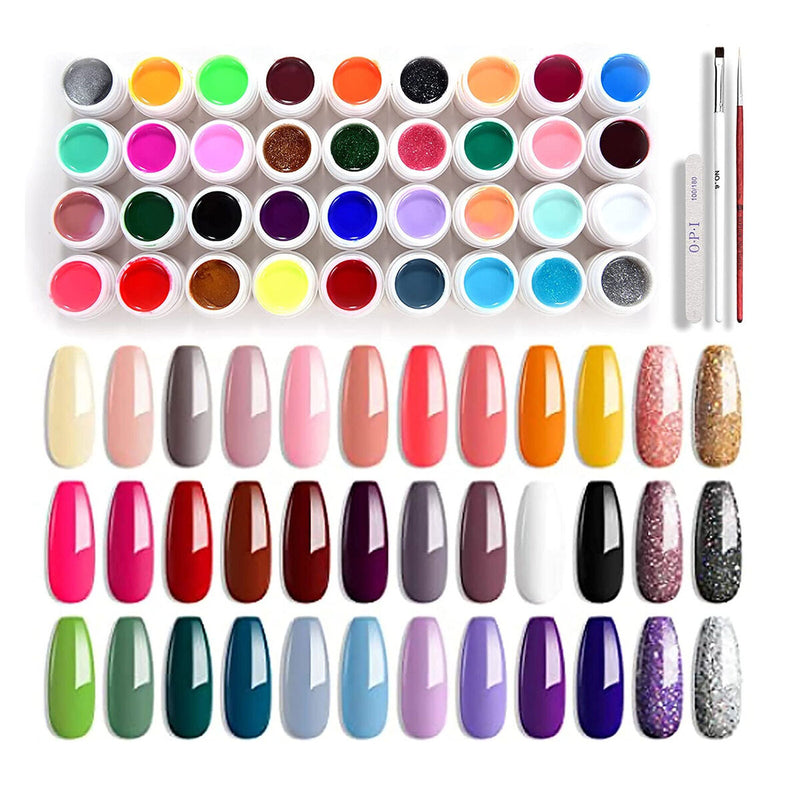 Gel Nail Polish Kit - 36 Colors Nail Polish Set with Brush for Drawing Manicure