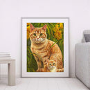 Frameless Orange Cats Oil Paint By Numbers Kit DIY Handmade Drawing On Canv