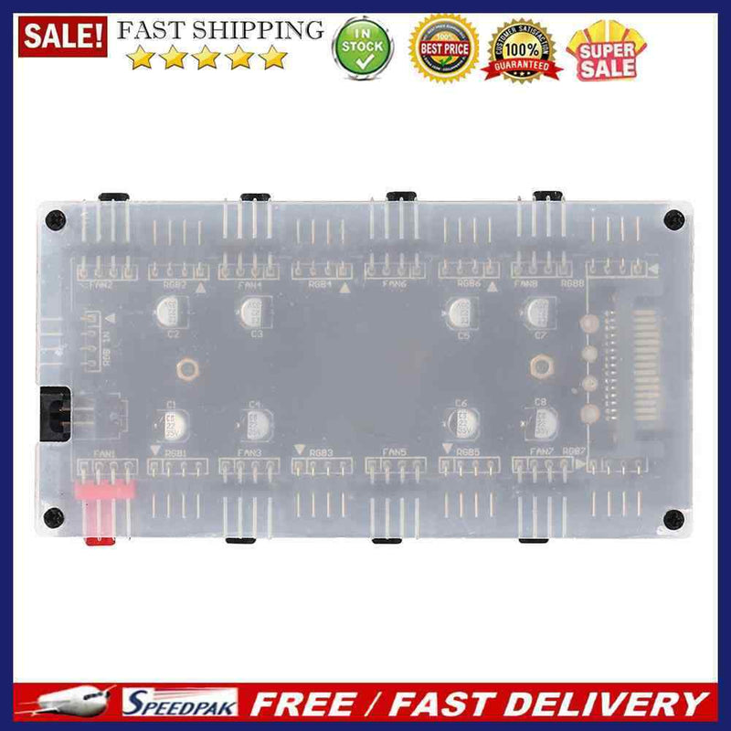 1 To 8 Multi Way RGB PWM HUB 12V/4 Pin for Fan Motherboard (SATA+Shell)