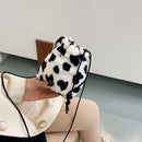 Cute Plush Drawstring Shoulder Bag Women Fluffy Messenger Street Mini Clutches